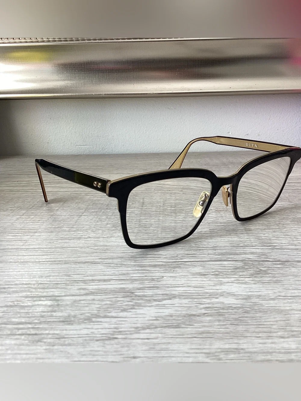 DITA Polymath Black Gold Square Designer Frames Glasses
